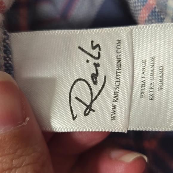 Rails-Wyatt in 'Ocean Tangerine' 100% Cotton Long Sleeve Button Down-Size XL - Picture 10 of 17